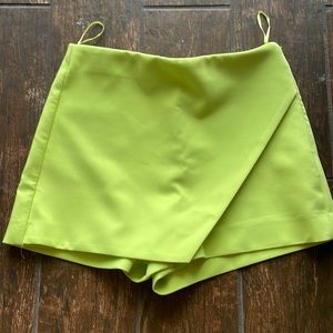 Zara Neon green wrap skort. Size S. New without tags
